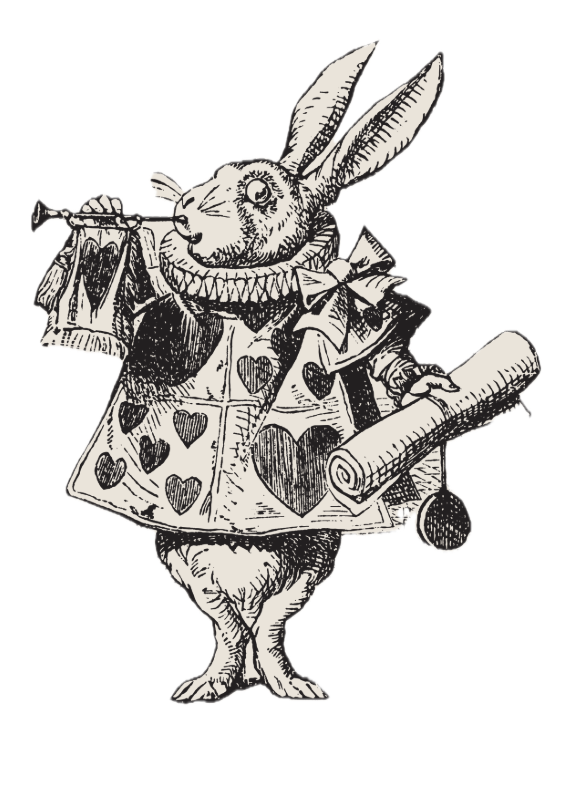 Illustration of the white rabbit from Alice in Wonderland